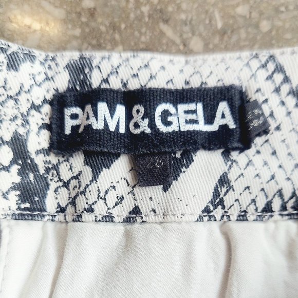 Pam & Gela Python Print Lace Up Cord Trim High Waisted Shorts - Picture 5 of 11